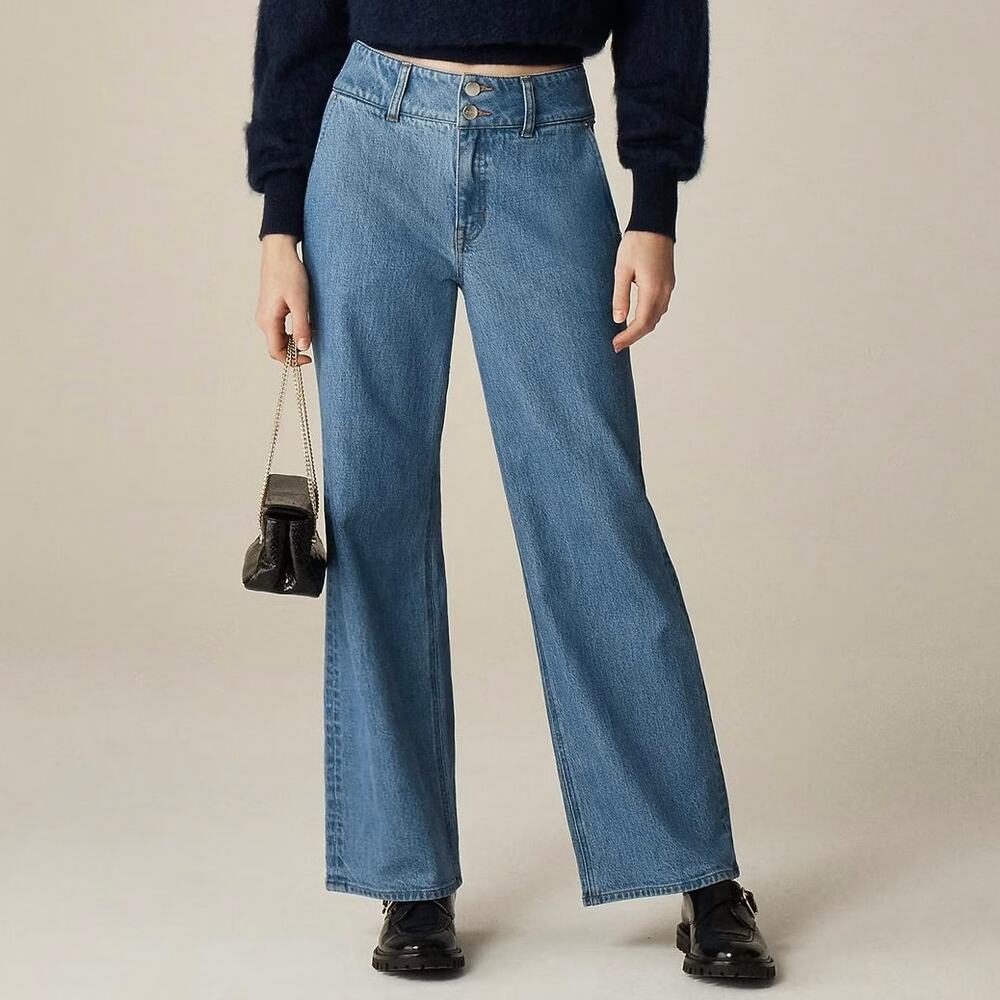 J.Crew Slim Wide Jean Stacked Buttons Denim Jean Size 28
